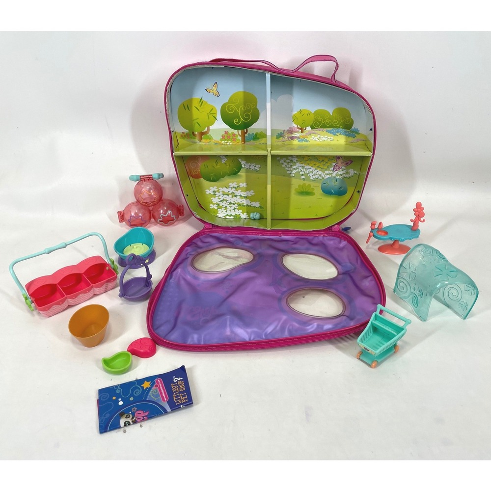 Littlest Pet Shop Pink Carrying Case and Mixed Accessories Bundle Y2K Hasbro